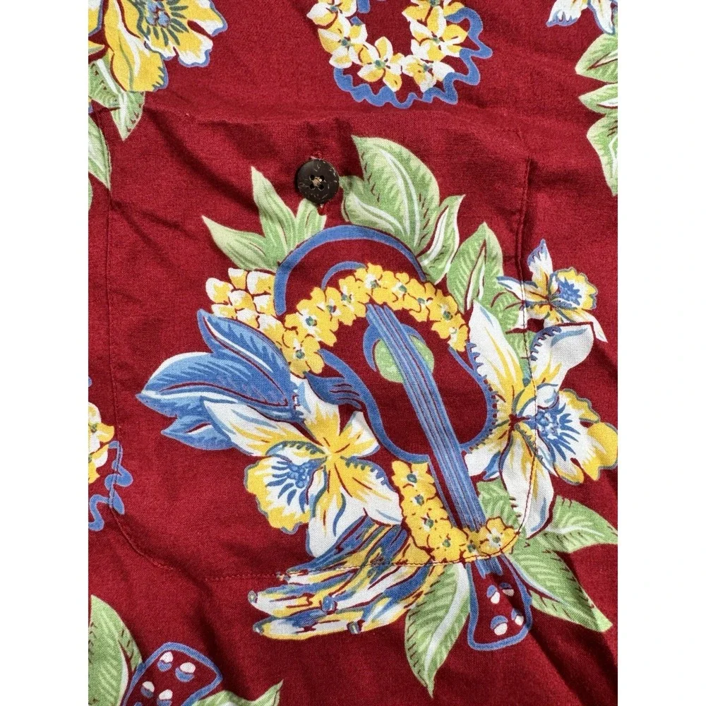 Vintage Polo Ralph Lauren Hawaiian Camp Shirt XXL Red Rayon Aloha Korea